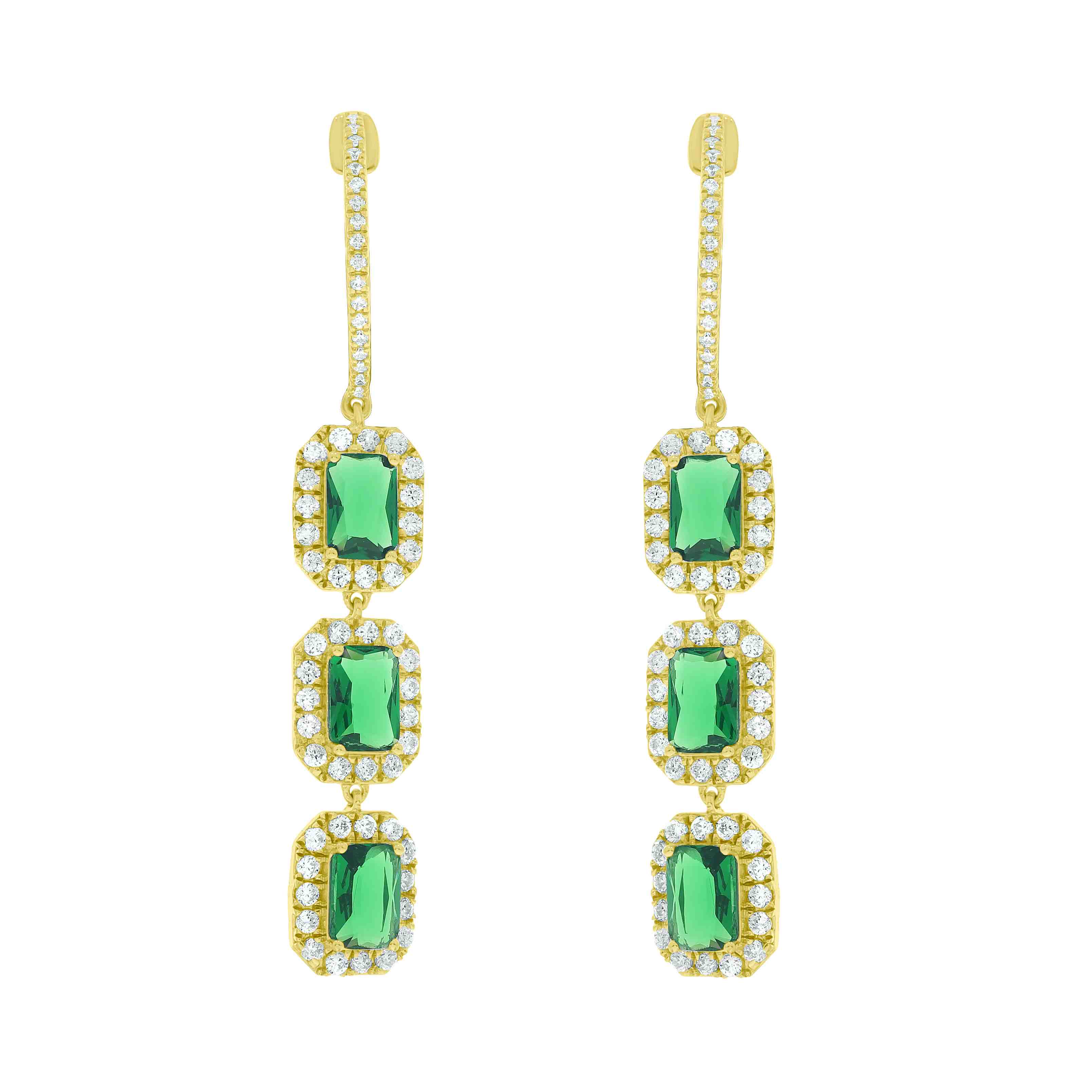 Emerald and Diamond Dangle Earrings ER21887A